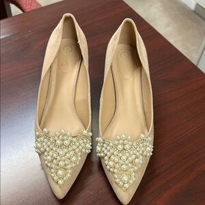Elegant Beige Embellished Women's Shoes
